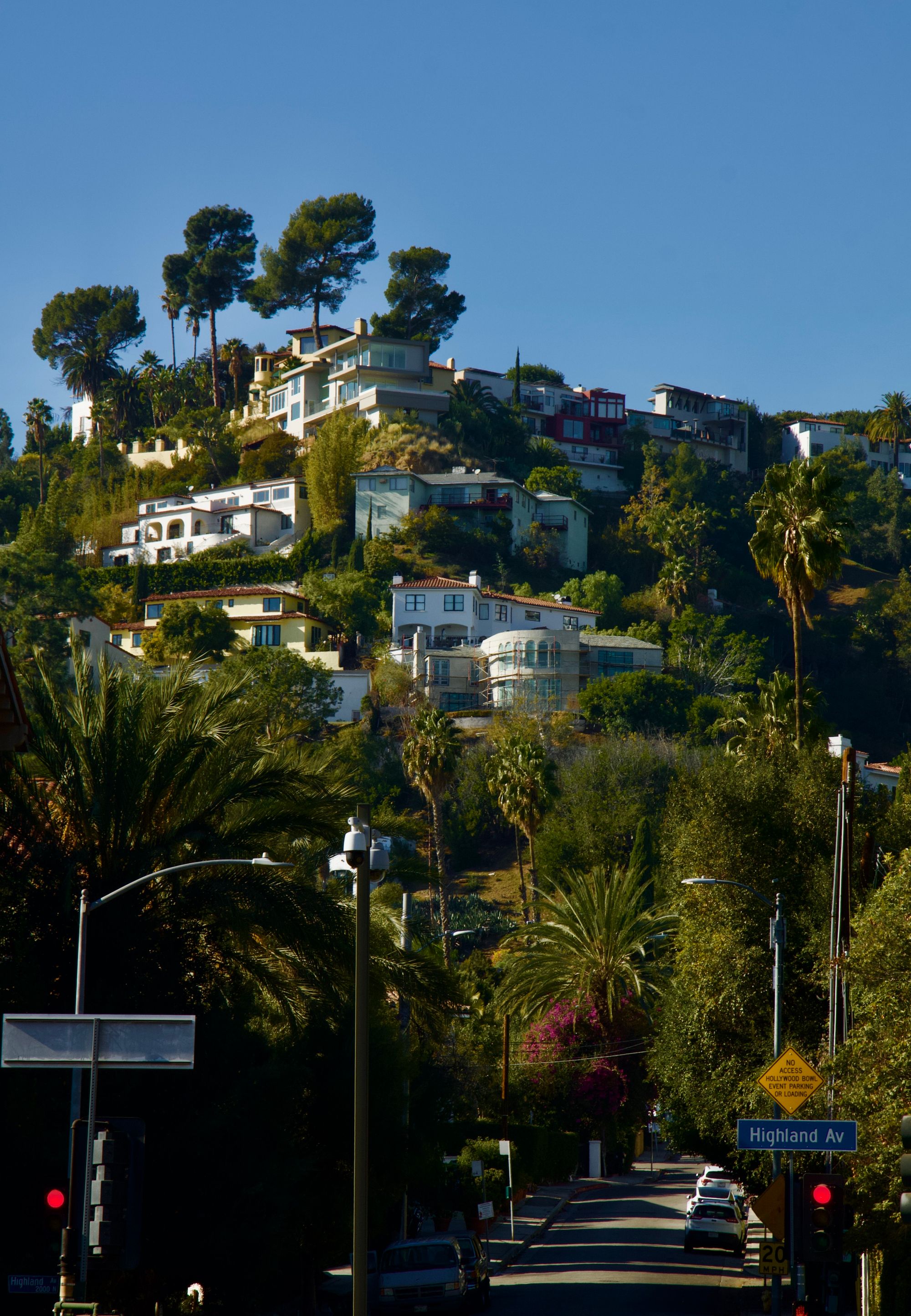 Hillside homes surrounded by mature landscaping