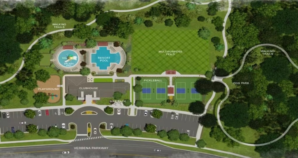 Outdoor amenities at Hyland Trail