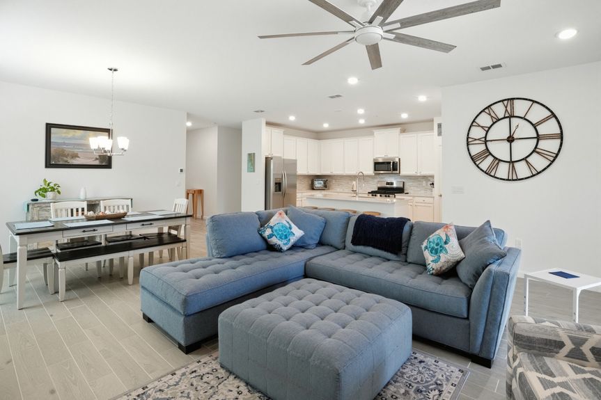 livingroom shot to kitchen