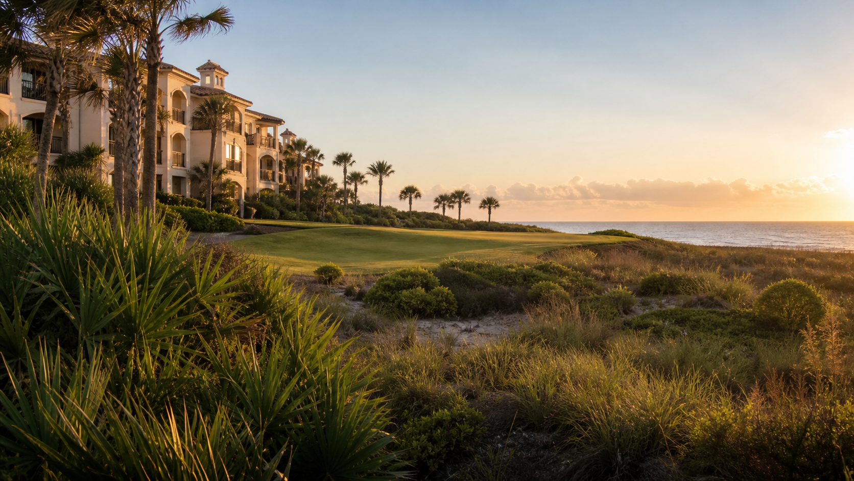 Illustrative Hammock Beach coastal residence and golf landscape overlooking the Atlantic