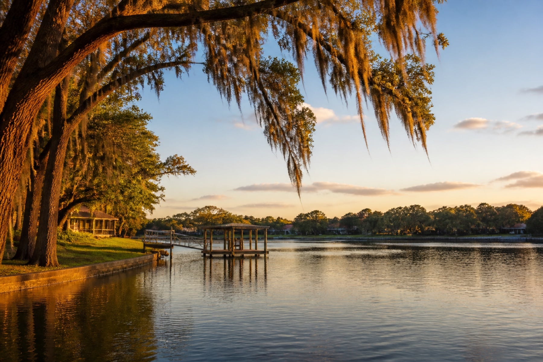 St. Johns River waterfront in Orange Park at golden hour