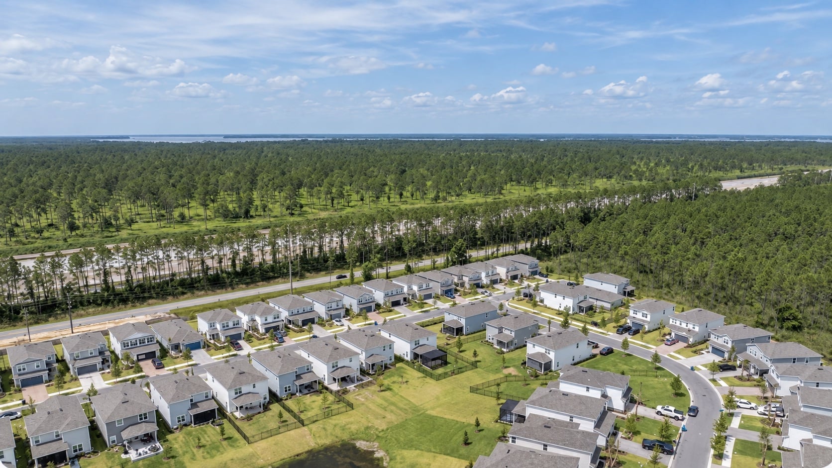 AI-assisted residential aerial illustrating home, lot and road trade-offs, recreated from Amy Howell’s video