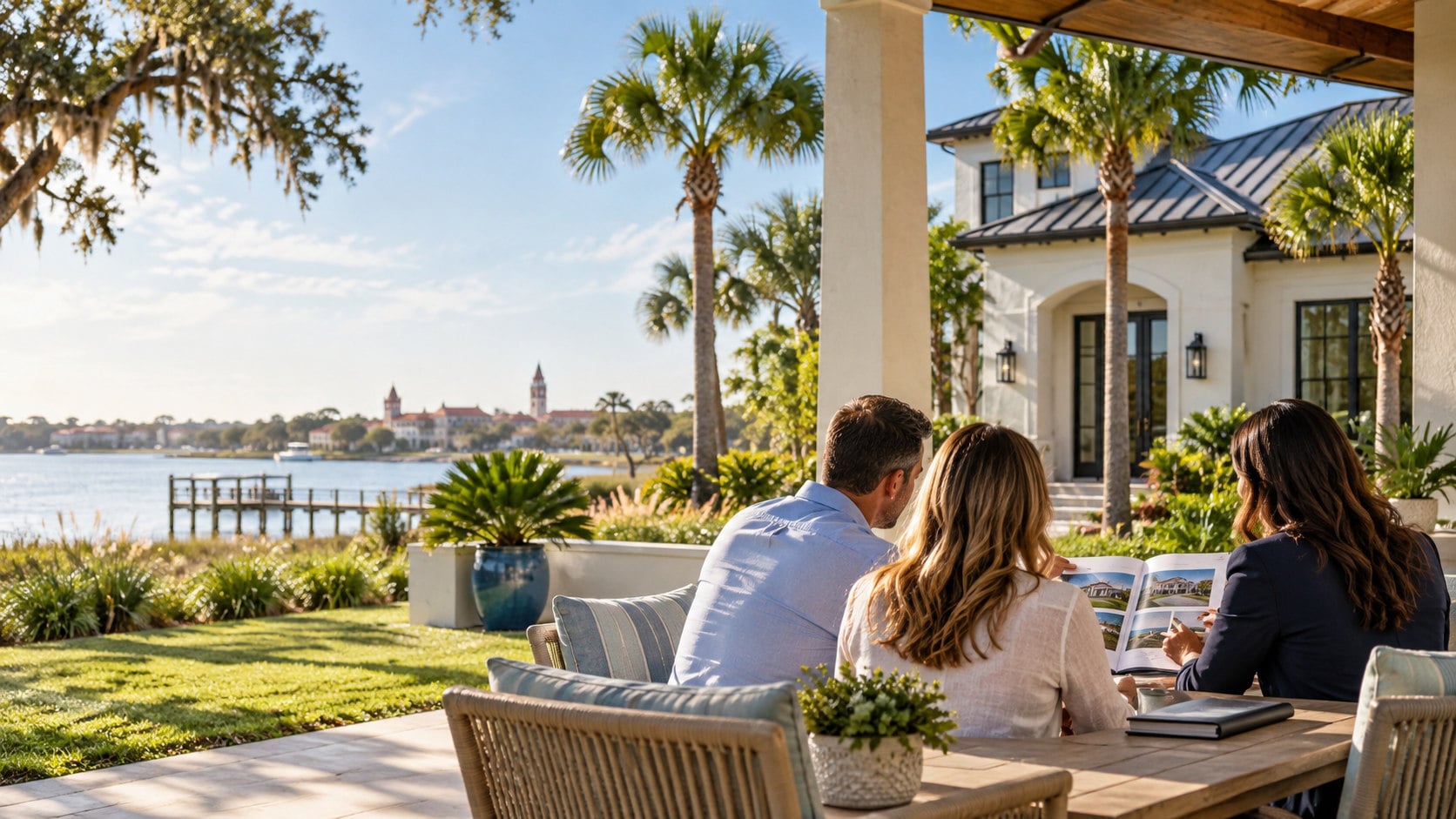 AI-assisted illustration of buyers reviewing a Florida home