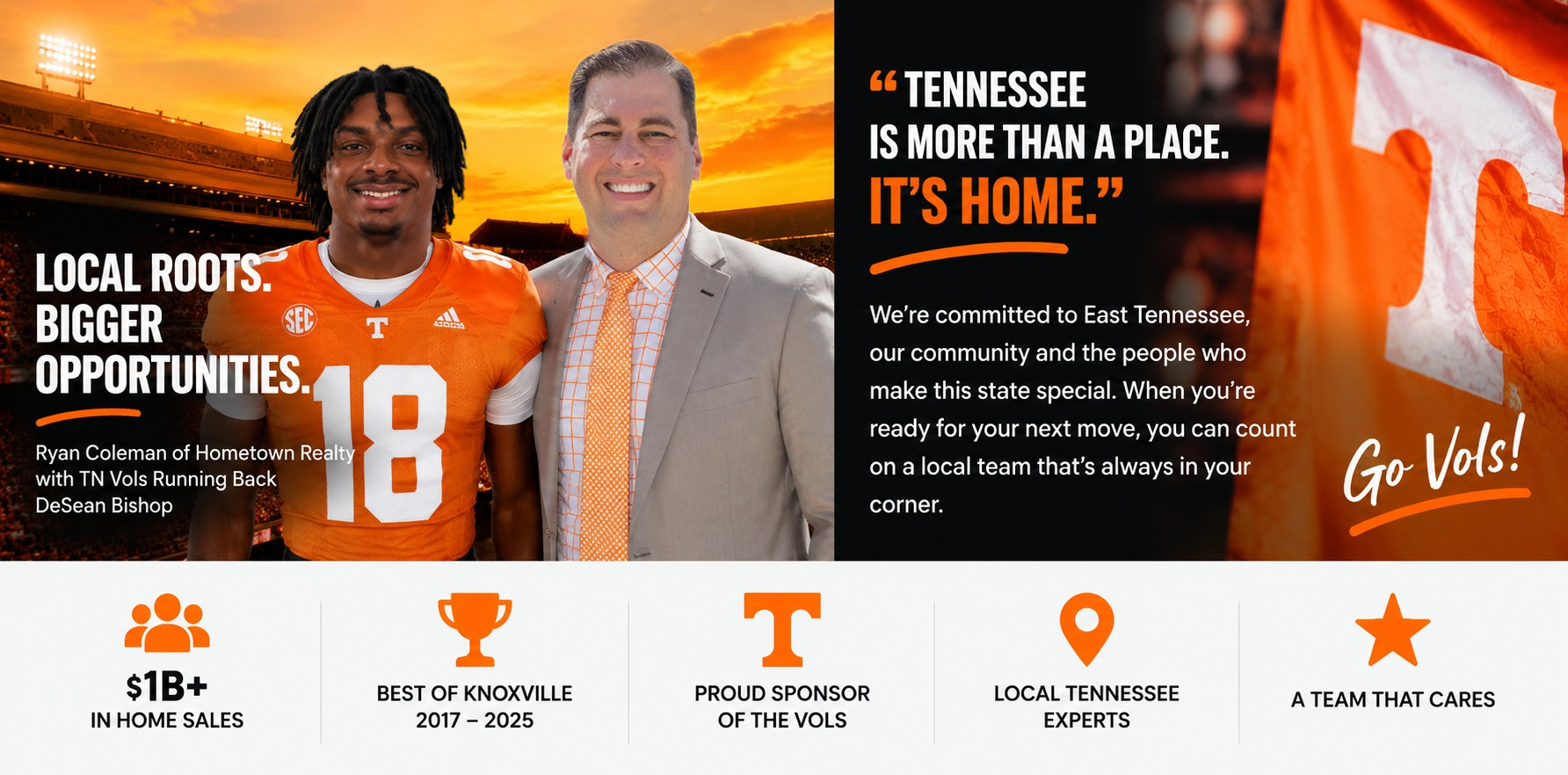Ryan Coleman of Hometown Realty with TN Vols Running Back DeSean Bishop