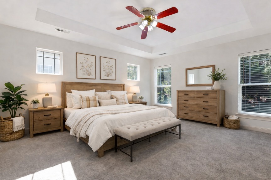 Bright and cozy modern farmhouse bedroom