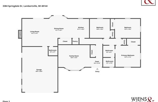 3384 Springdale Dr Floor Plan with Logo