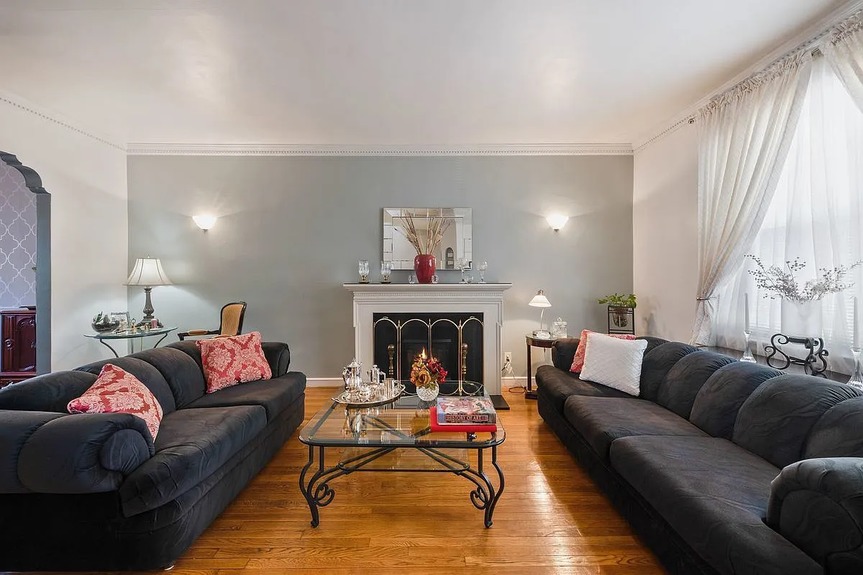 Living room with furnace