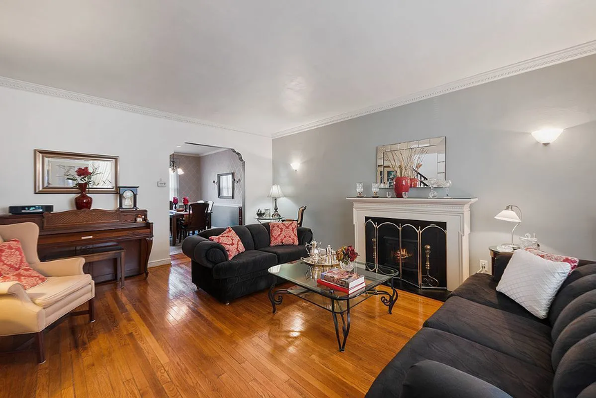 Living room with furnace