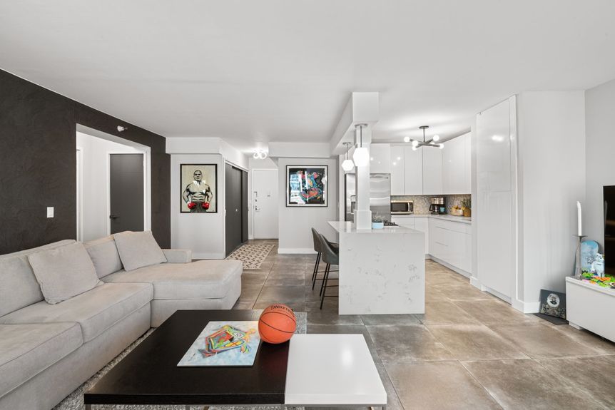 Living Area with a View of the Kitchen