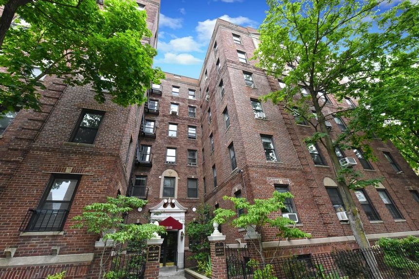 Outdoor view of the building front entrance