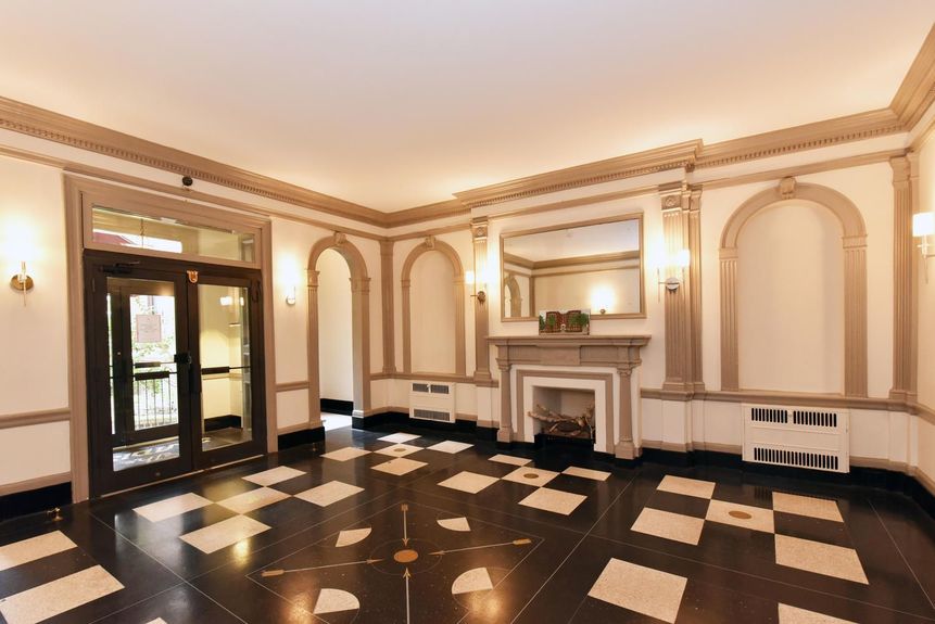 Empty living room with furnace