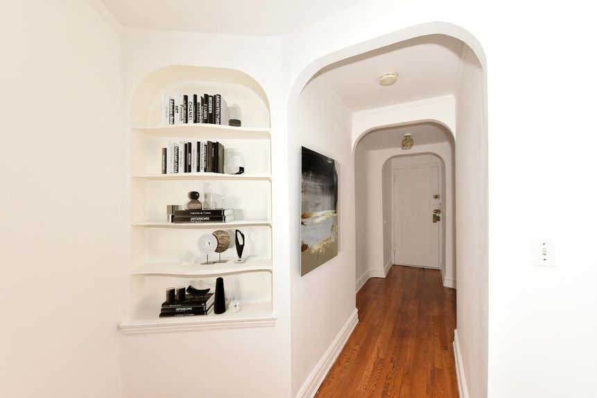 Hallway with shelves