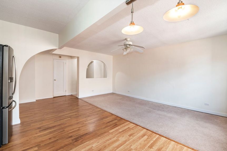 Empty living room and dining area