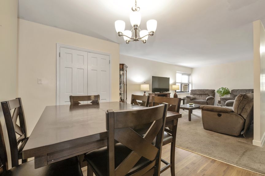 Dining area and living room