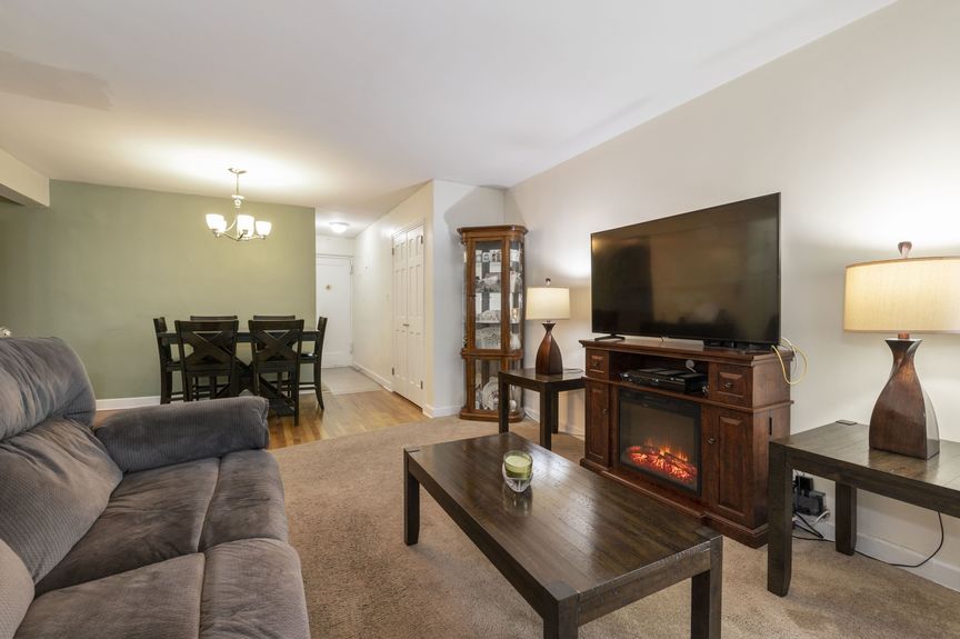 Living room with furnace