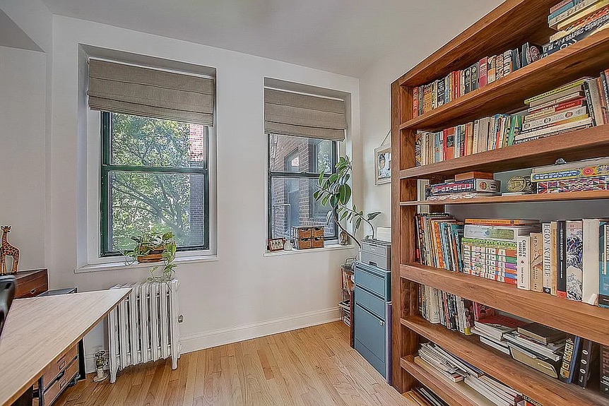 Home office with book shelves