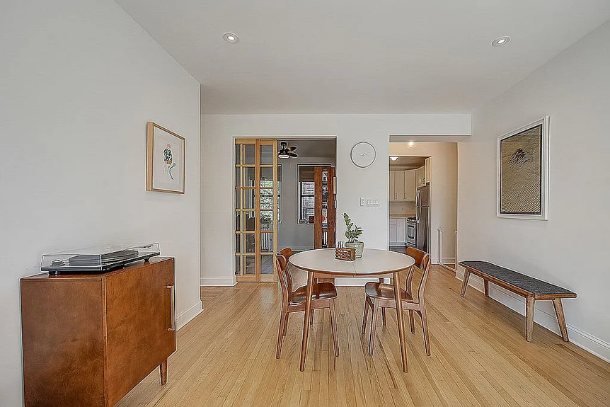 Dining area with table and chairs