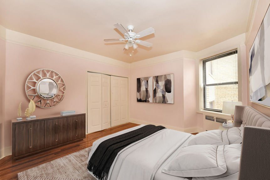 Master bedroom and a closet