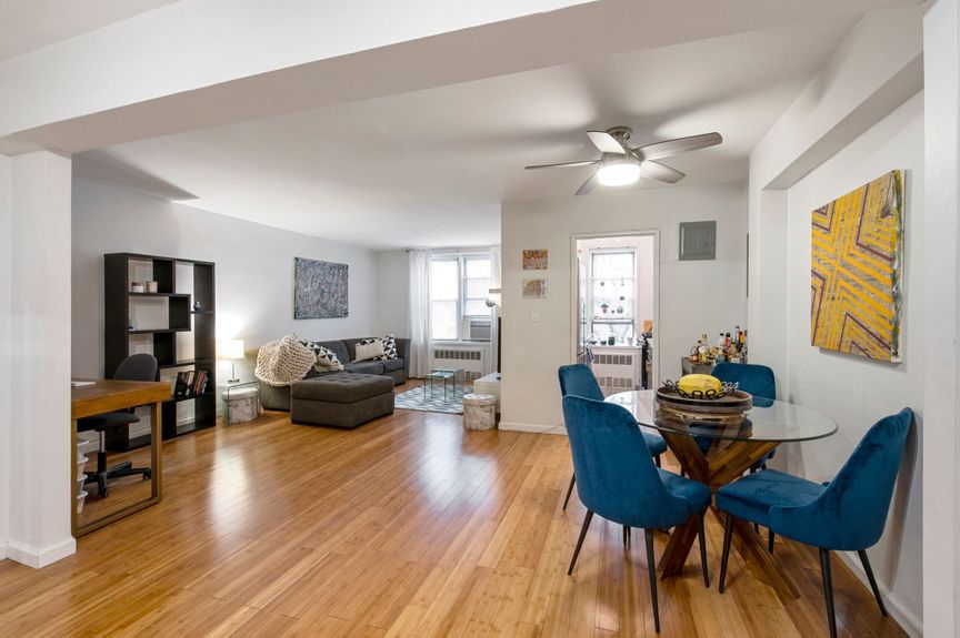 Living room and the dining area