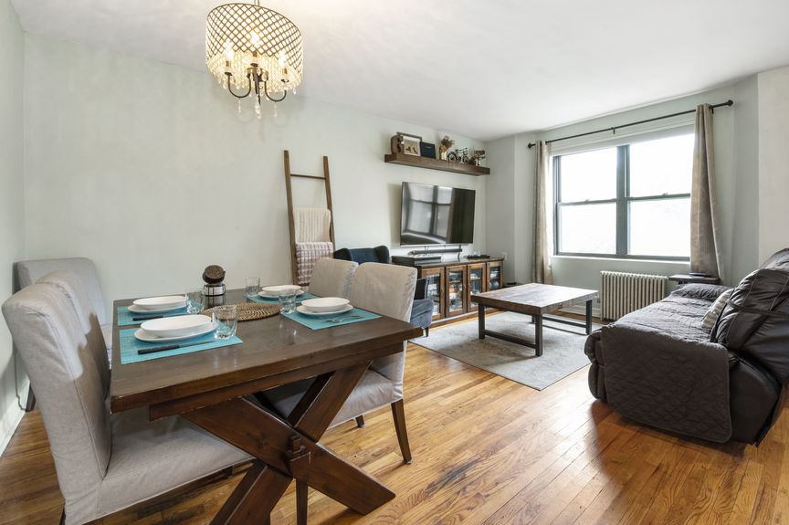 Living room and dining room