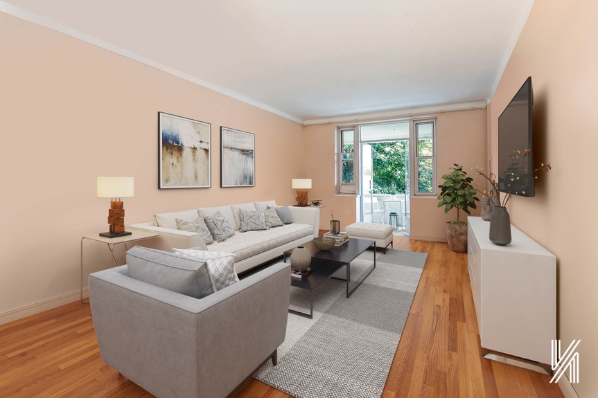 Beautiful living room with view to the terrace