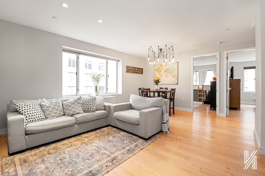 Living room with a view of dining area