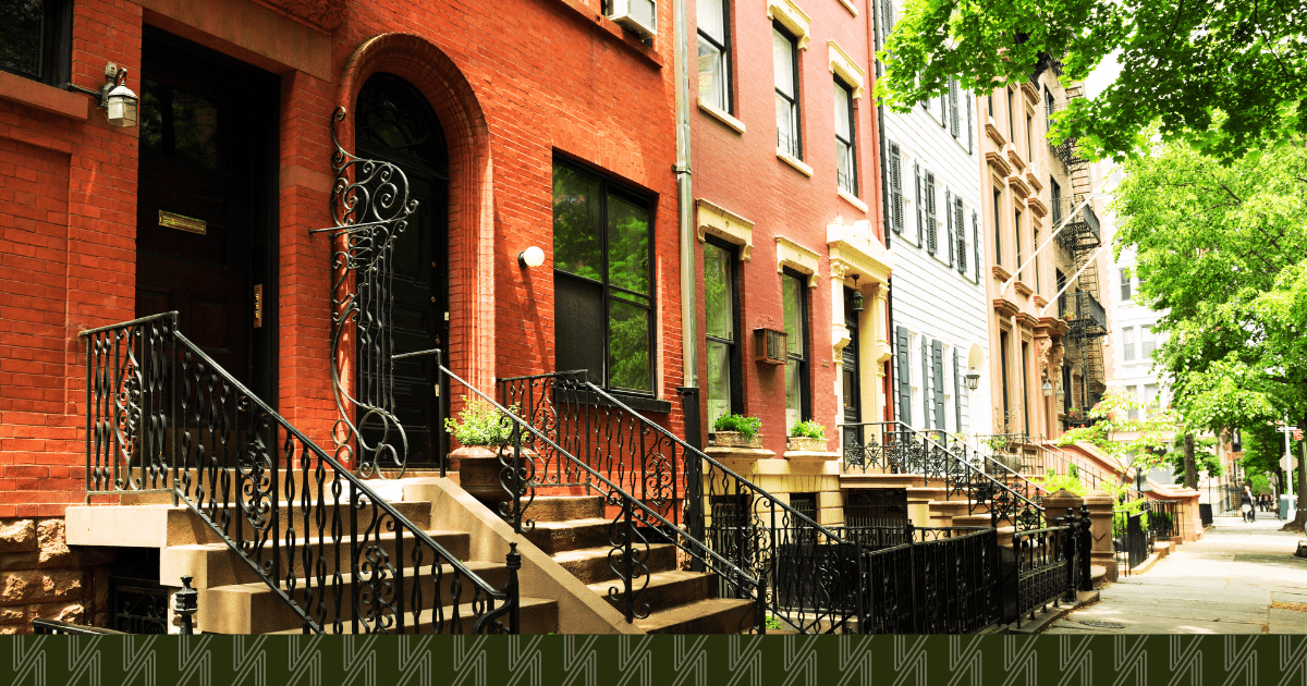 A photo of houses in NYC