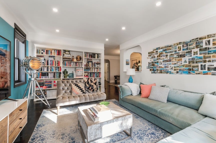 Living room at 35-06 88th St, Unit 3G, a co-op apartment in Jackson Heights, Queens (11372).