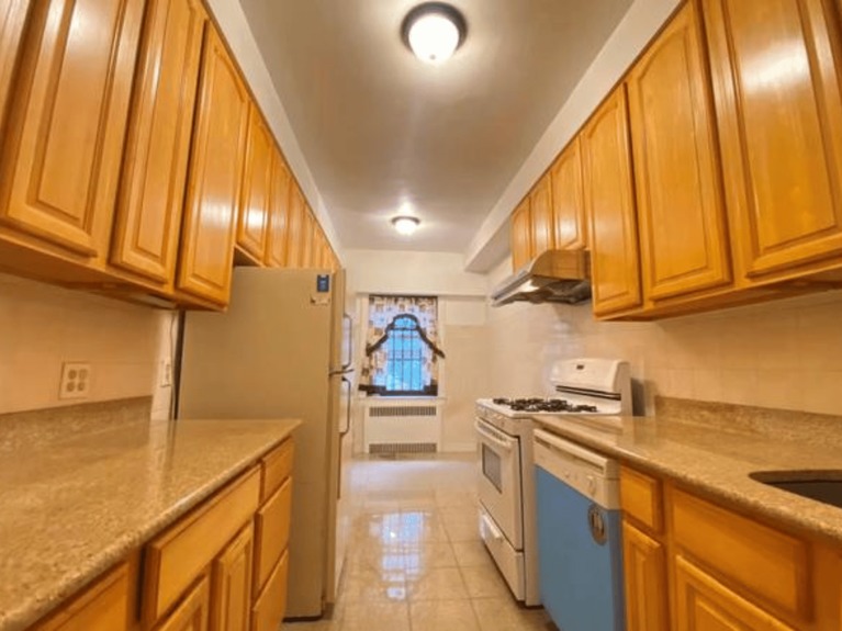 Kitchen at 79-15 35th Ave, Unit 3C, a condo apartment in Jackson Heights, Queens (11372).