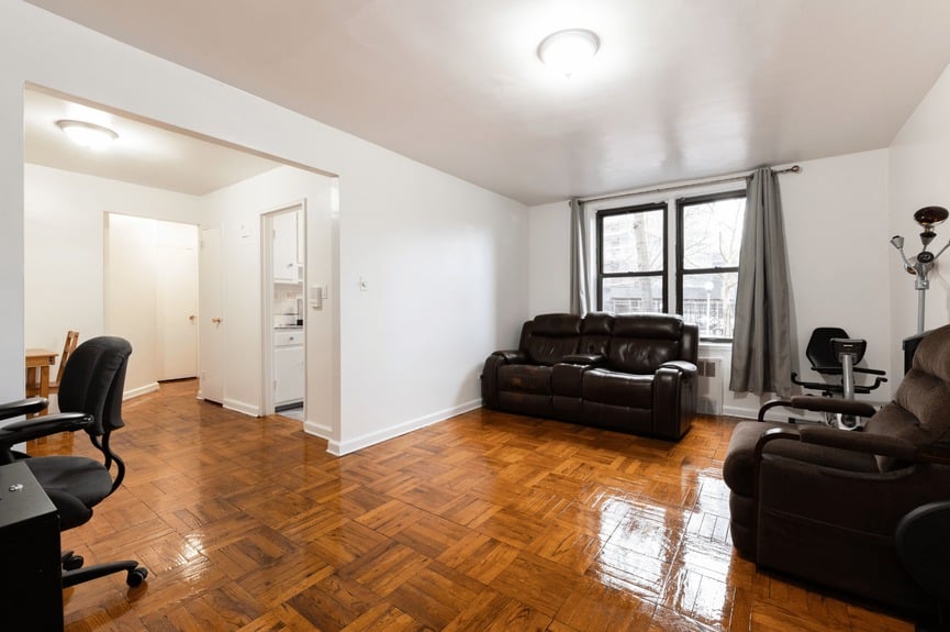 Living room at 33-24 Junction Blvd, Unit 1R, a co-op apartment in Jackson Heights, Queens (11372).