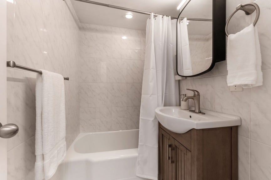 Bathroom at 35-50 85th Street, Unit 7H, a co-op apartment in Jackson Heights, Queens (11372).