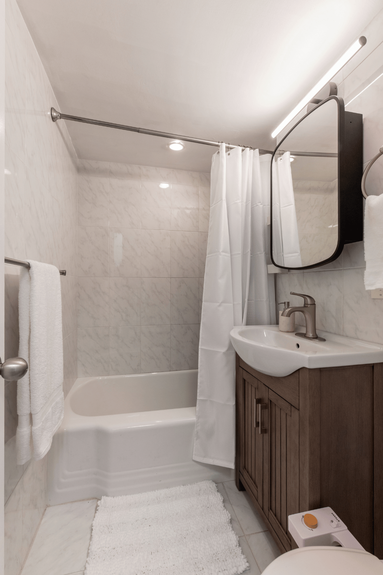 Bathroom at 35-50 85th Street, Unit 7H, a co-op apartment in Jackson Heights, Queens (11372).