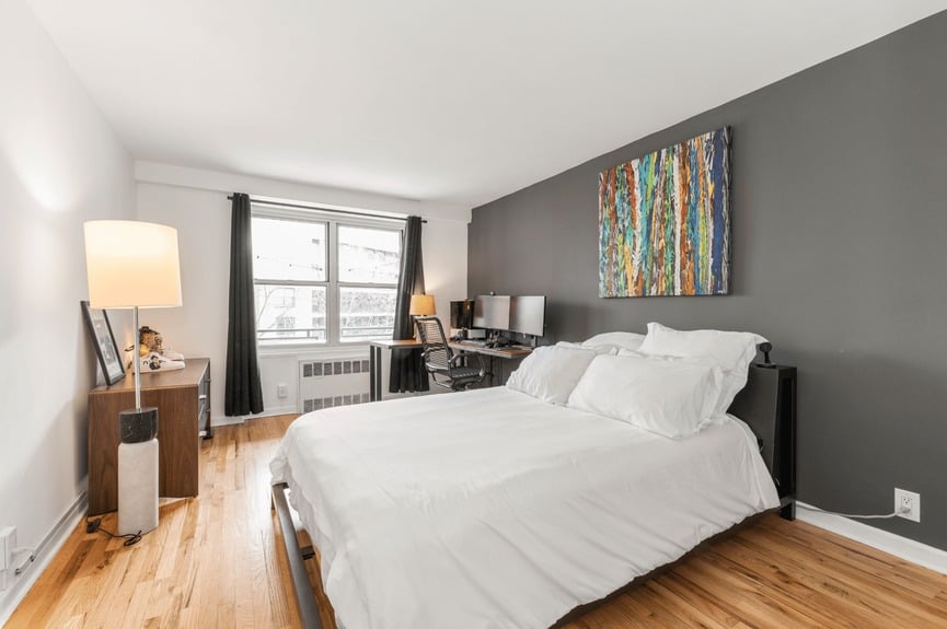 Bedroom at 35-50 85th Street, Unit 7H, a co-op apartment in Jackson Heights, Queens (11372).