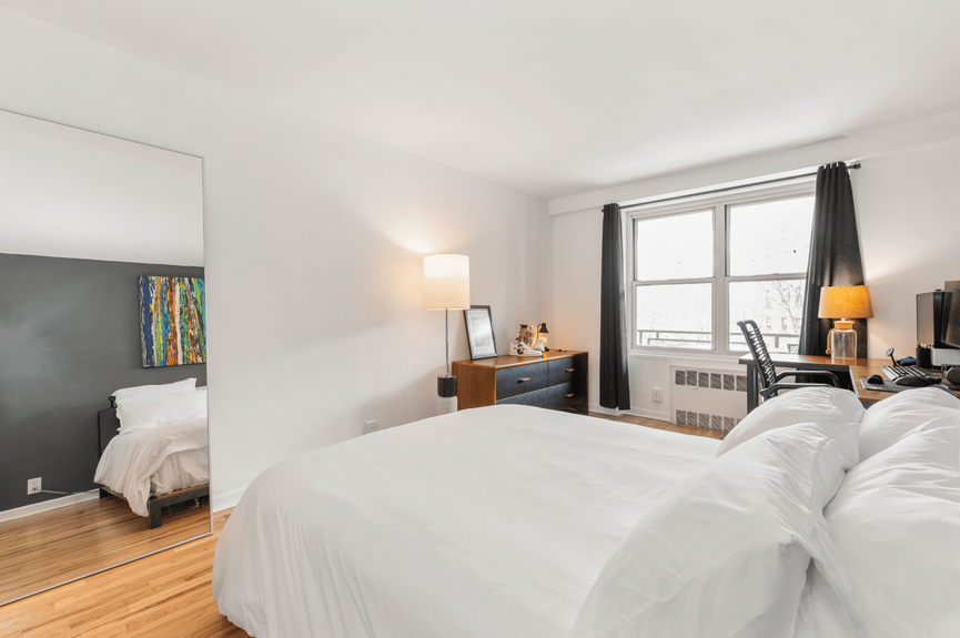 Bedroom at 35-50 85th Street, Unit 7H, a co-op apartment in Jackson Heights, Queens (11372).
