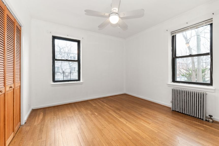 Bedroom at 22-43 77th St, unit C1, a condo apartment in Astoria, Queens (11370).