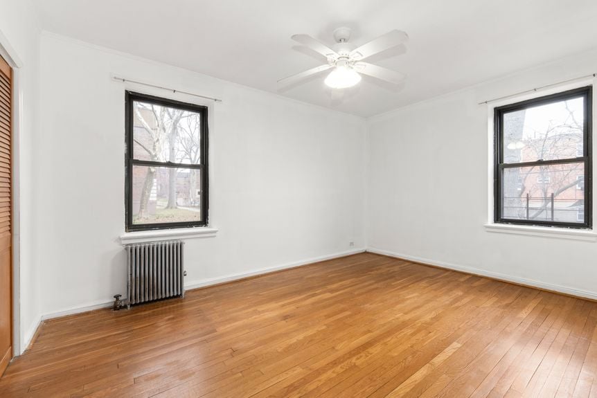 Bedroom at 22-43 77th St, unit C1, a condo apartment in Astoria, Queens (11370).