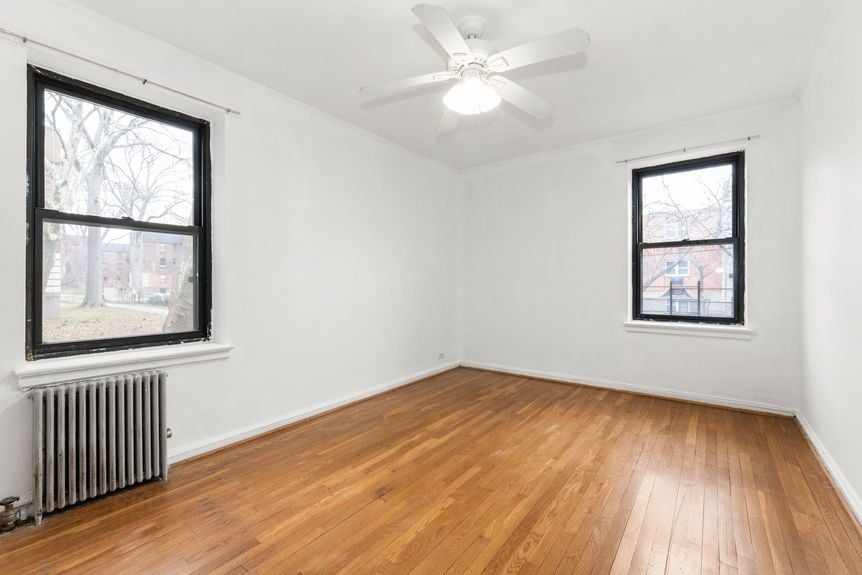 Bedroom at 22-43 77th St, unit C1, a condo apartment in Astoria, Queens (11370).