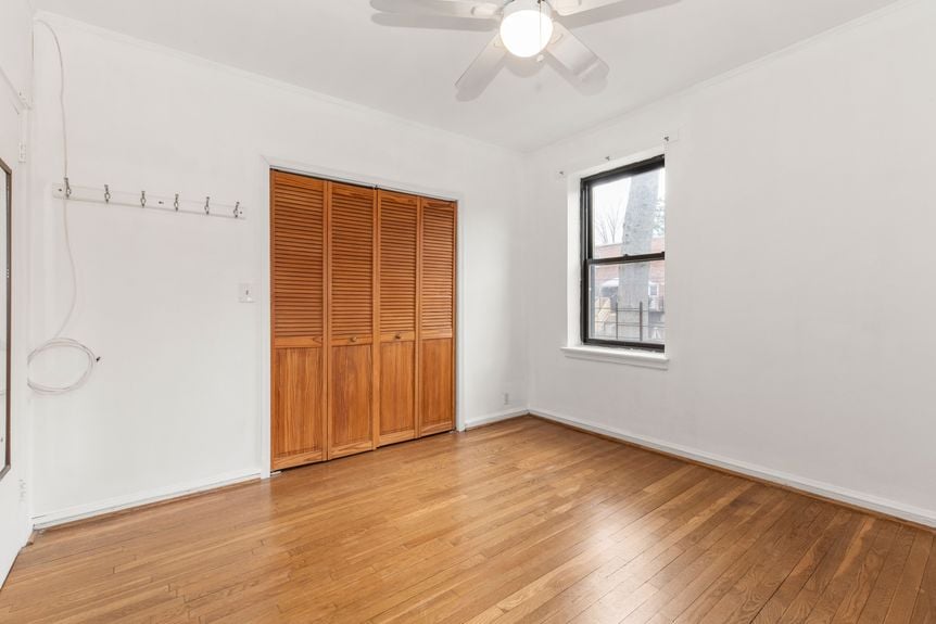 Bedroom closet at 22-43 77th St, unit C1, a condo apartment in Astoria, Queens (11370).