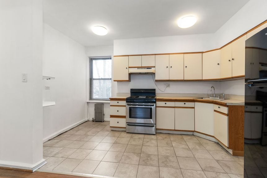 Kitchen at 22-43 77th St, unit C1, a condo apartment in Astoria, Queens (11370).