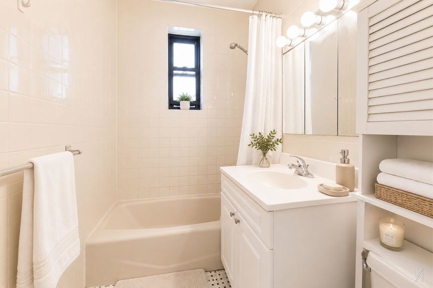 Bathroom at 22-43 77th St, Unit C1, a condo apartment in Astoria, Queens (11370).