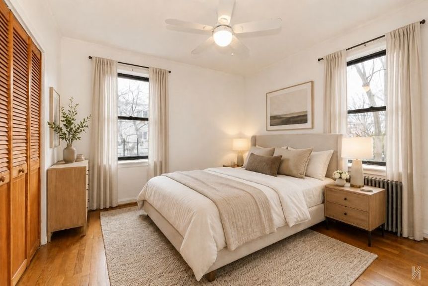 Bedroom at 22-43 77th St, Unit C1, a condo apartment in Astoria, Queens (11370).