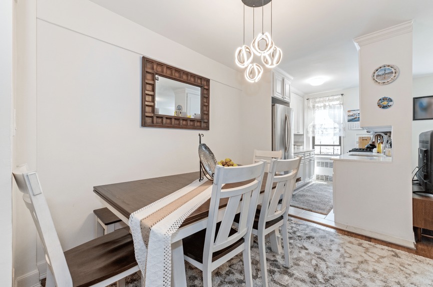 Dining Area and Kitchen at 33-45 94th St, Unit 4H, a co-op apartment in Jackson Heights, Queens (11372)
