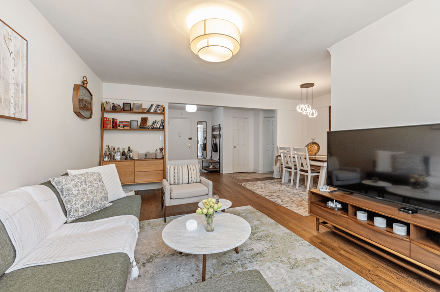 Living room and Foyer at 33-45 94th St, Unit 4H, a co-op apartment in Jackson Heights, Queens (11372).
