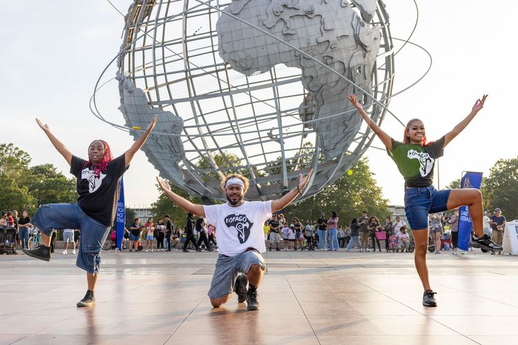 Queensboro Dance Festival performance in front of the Unisphere in Flushing Meadows Corona in Queens.