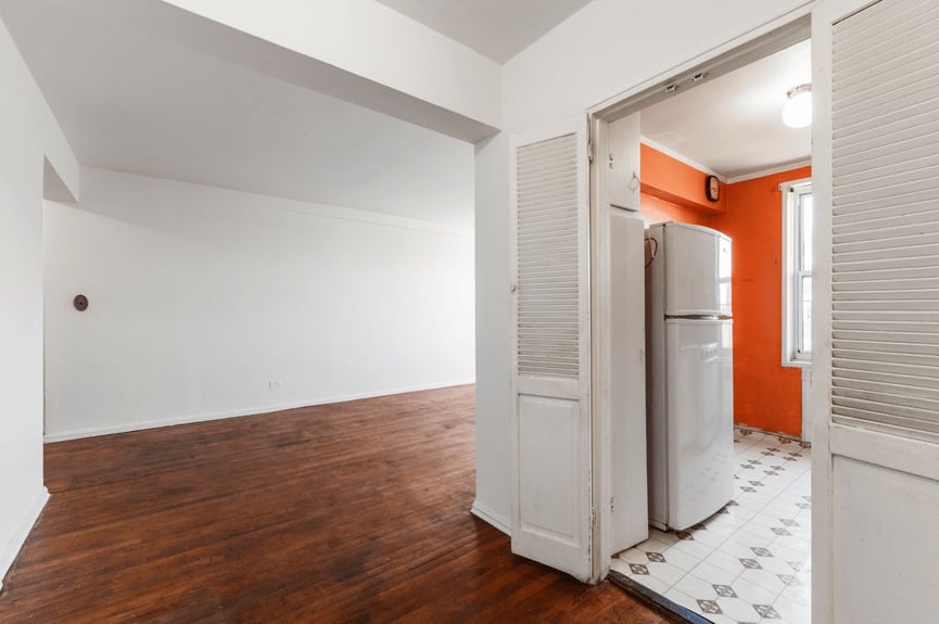 Living Room and Kitchen at 88-01 35th Ave, Unit 6B, a co-op apartment in Jackson Heights, Queens (11372)