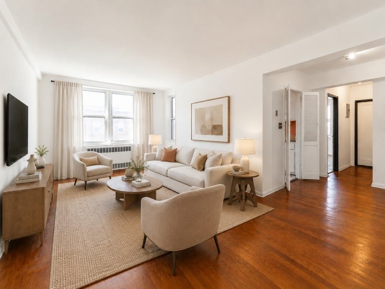 Living Room at 88-01 35th Ave, Unit 6B, a co-op apartment in Jackson Heights, Queens (11372)