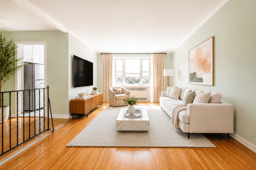 Living room at 34-41 85th St, Unit 6L, a co-op apartment in Jackson Heights, Queens (11372)