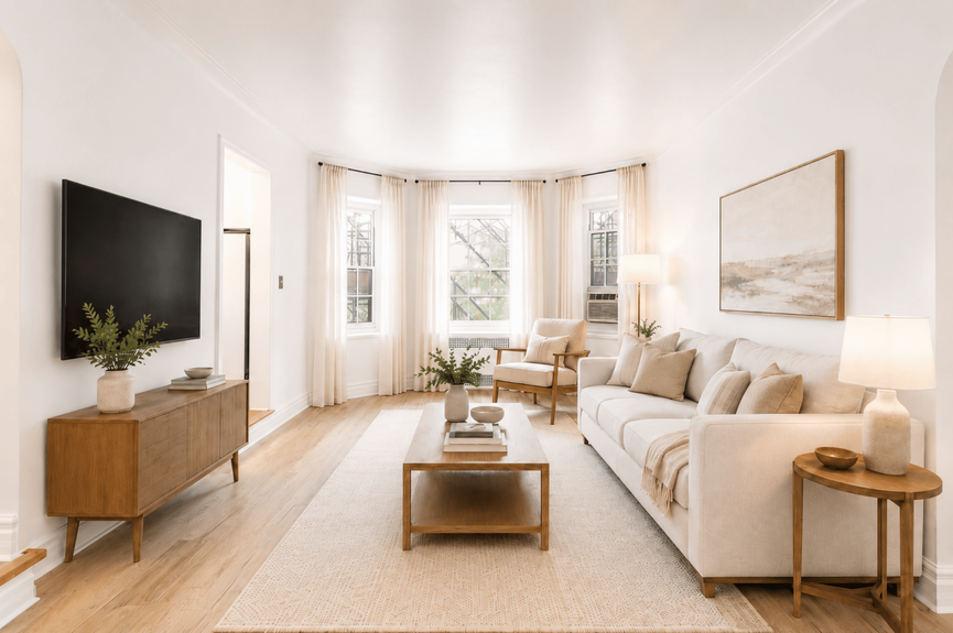 Living room at 35-24 78th St, Unit B56, a co-op apartment in Jackson Heights, Queens (11372)