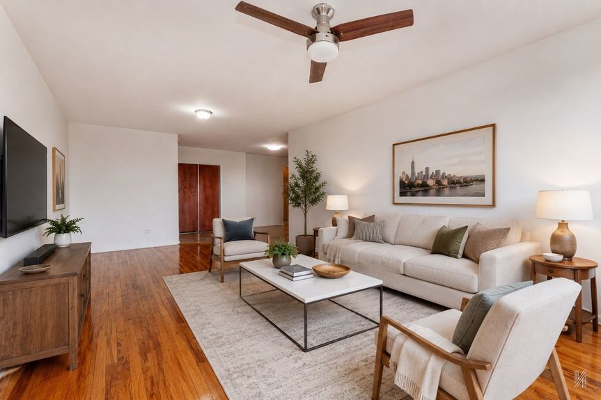 Living room at 41-42 73rd St, Unit 5B, a co-op apartment in Woodside, Queens (11377).