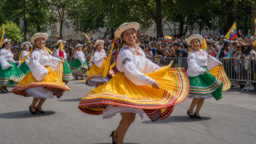 Performers during the Ecuadorian Day Parade in Queens, NY.